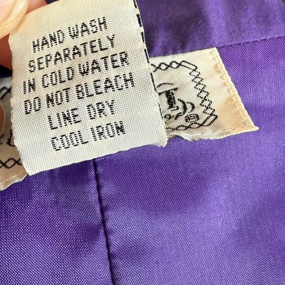 Vtg Croquet Club 100% Silk Jacket Size M Oversized Boyfriend Blazer 80s Purple - Picture 8 of 16